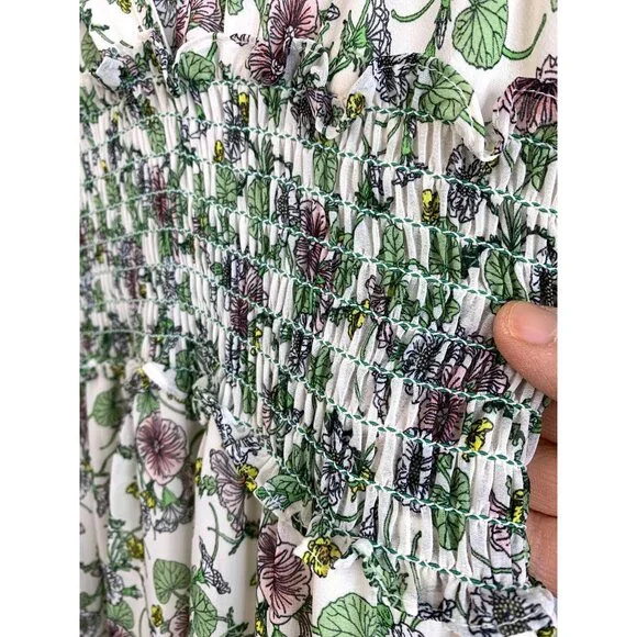 NWT Max Studio M Floral Maxi Dress Short Bell Sleeves Smock Tiered 8195 A-line - Picture 12 of 12